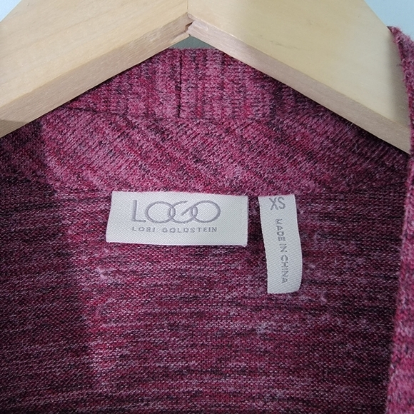 LOGO by Lori Goldstein Women's V-Neck Sweater in Deep Red - Picture 10 of 12
